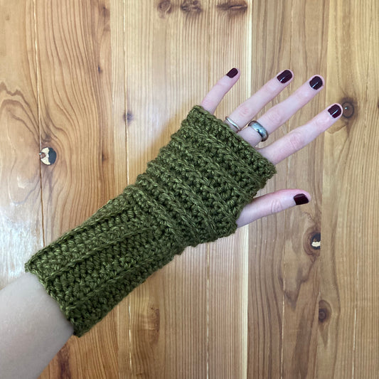 Fingerless Gloves (Green Marled)