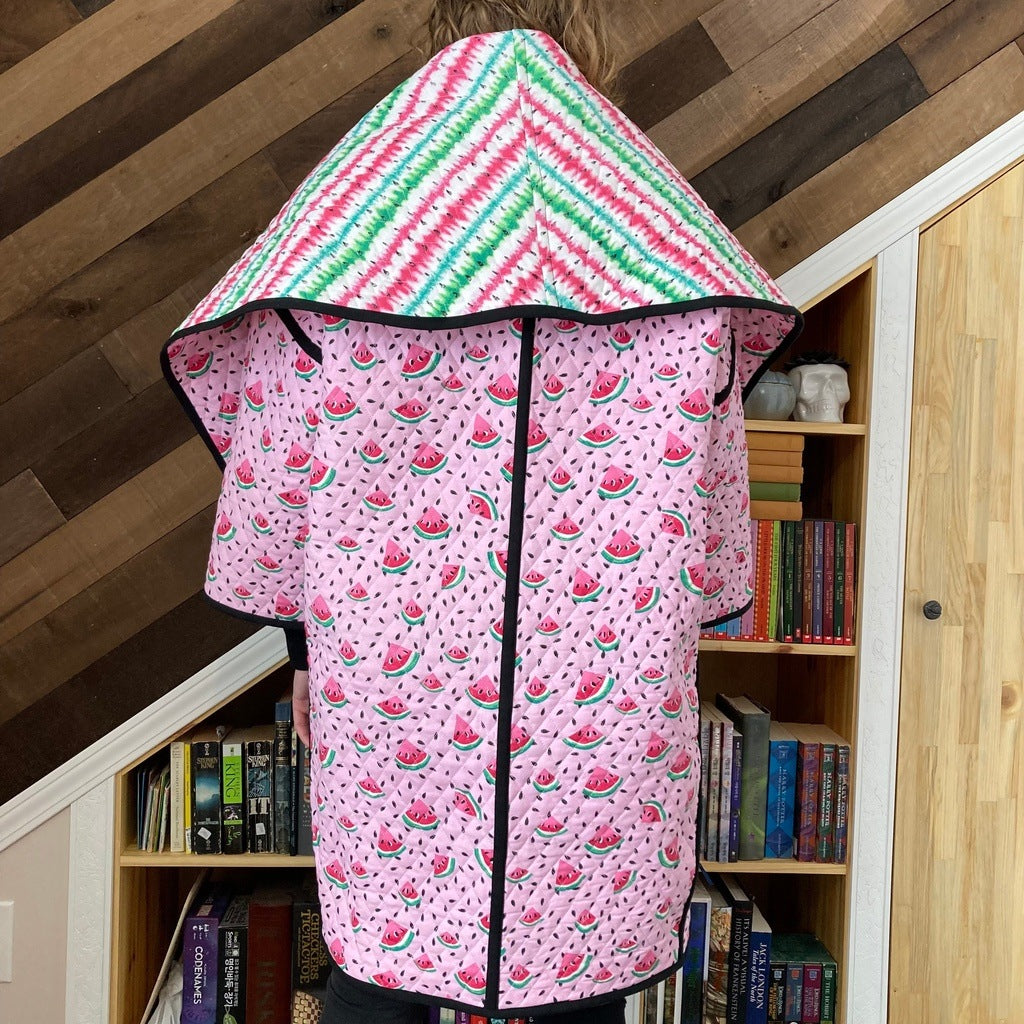 Quilted Cocoon Coat (Watermelon Print)