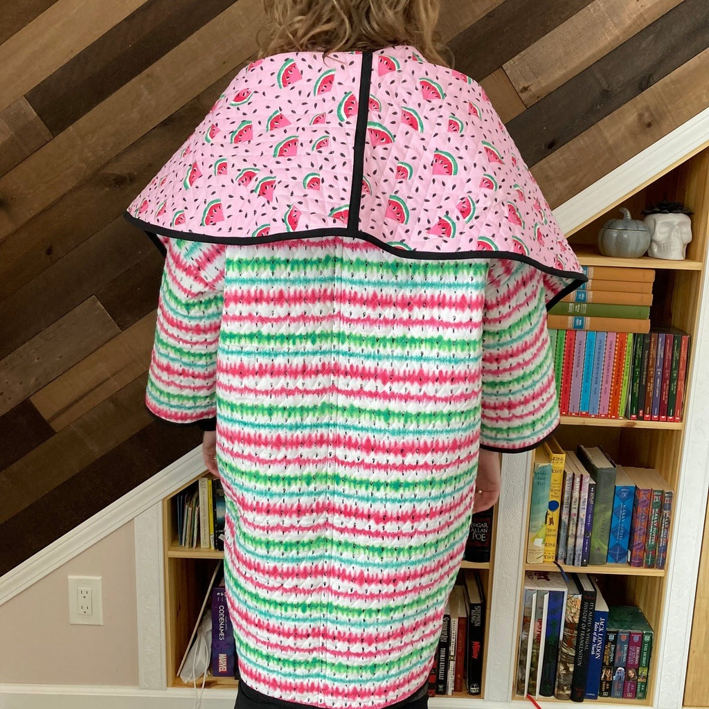 Quilted Cocoon Coat (Watermelon Print)